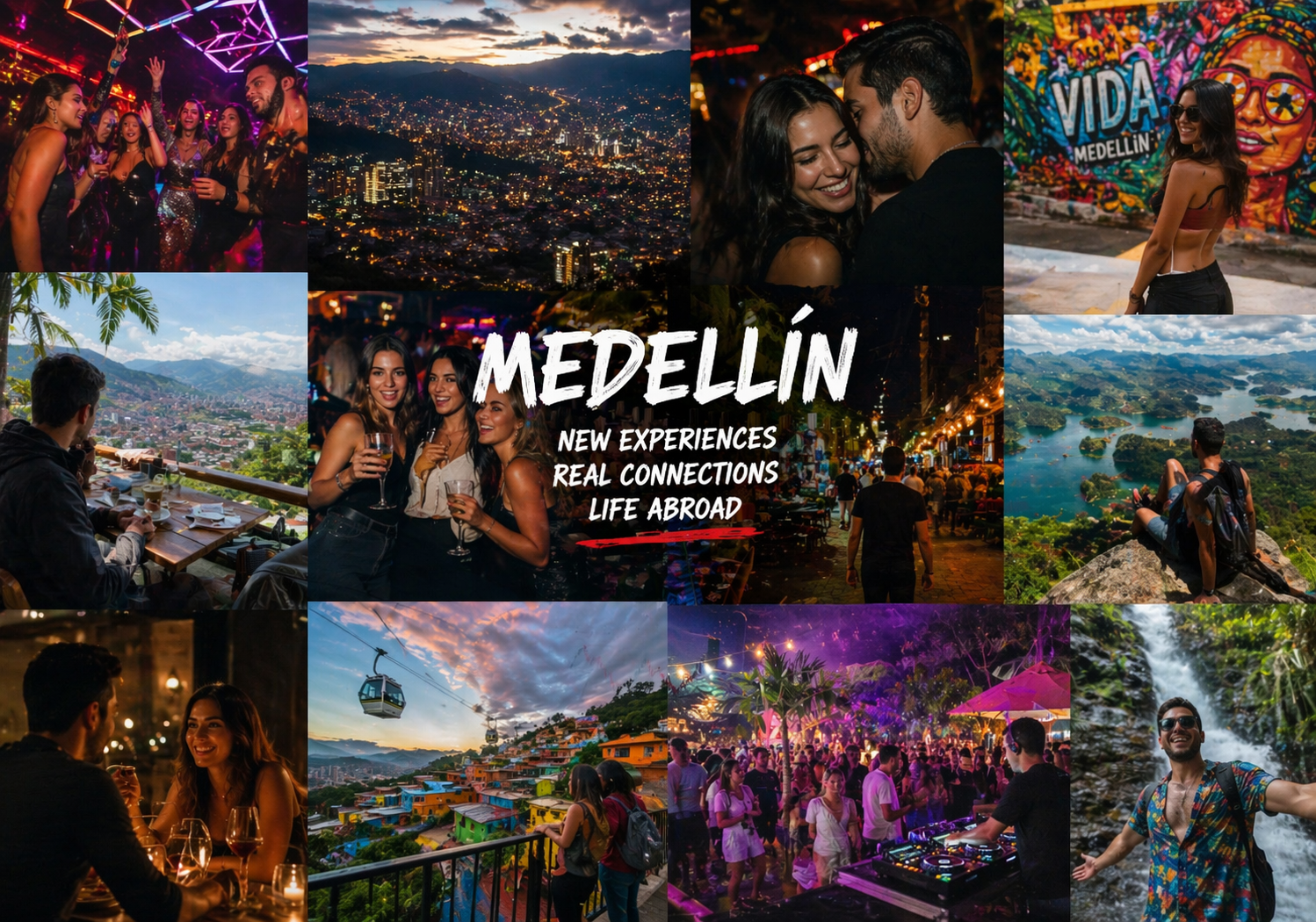 Medellín cityscape at sunset with mountains and vibrant hills