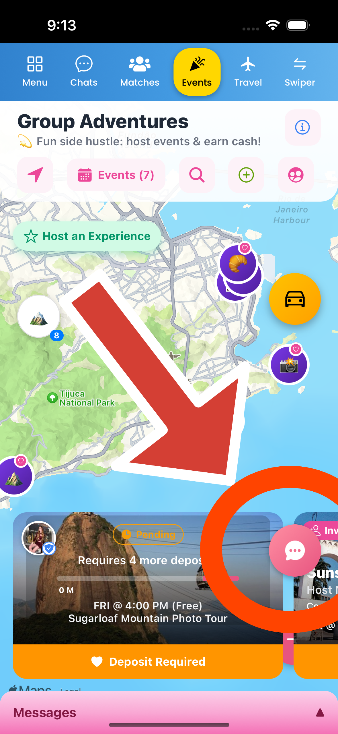 App screen showing event chat group