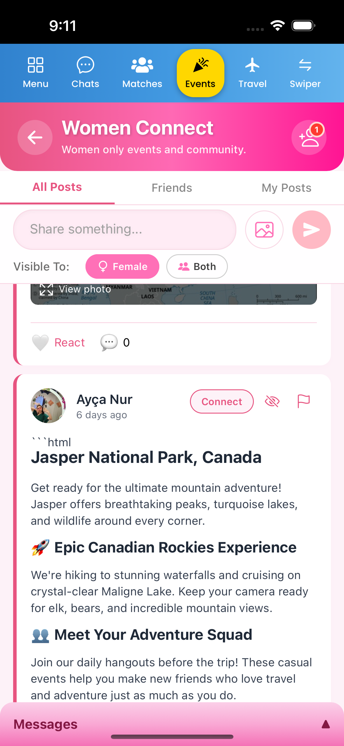 App screen showing active conversation in the chat
